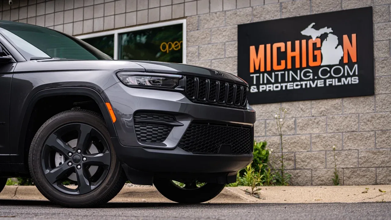 Black Jeep Grand Cherokee front detail