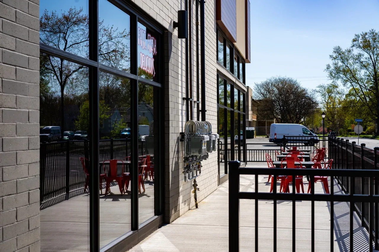 Restaurant patio doors with tinted glass