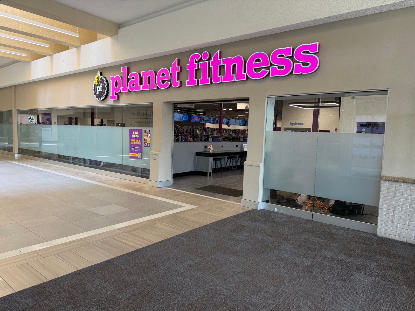 Planet Fitness interior glass with frosted privacy film