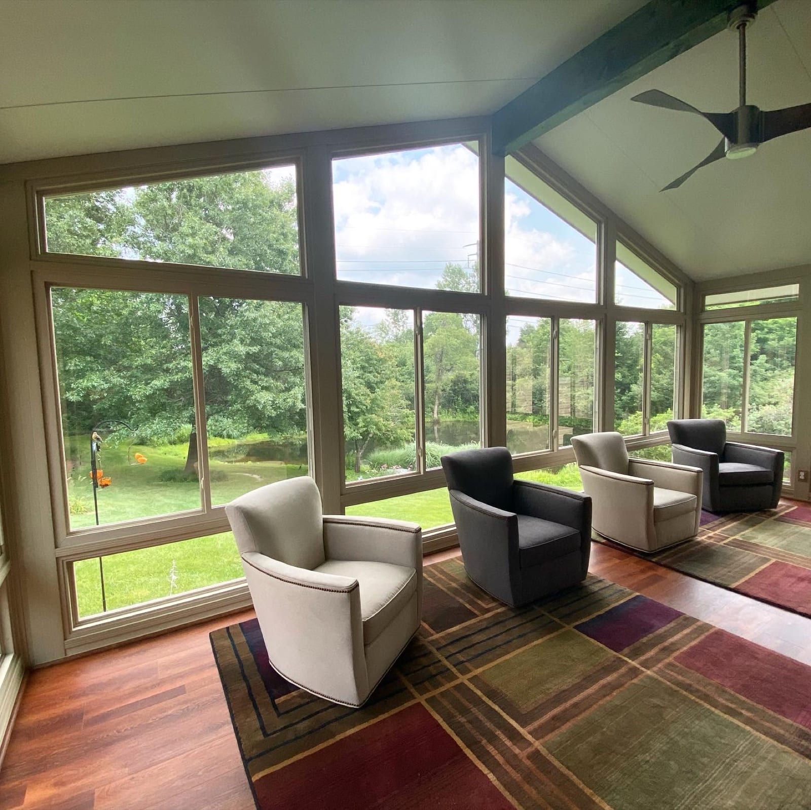 Sunroom kept cool with tinted glass on three sides